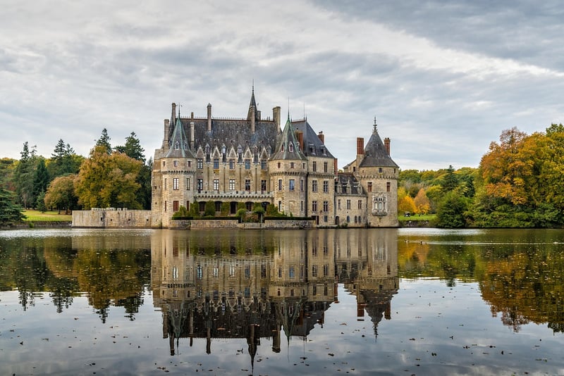 Medieval castle against a cloudy sky